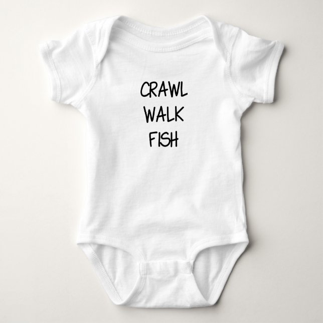 Crawl Walk Fish Baby Bodysuit (Front)