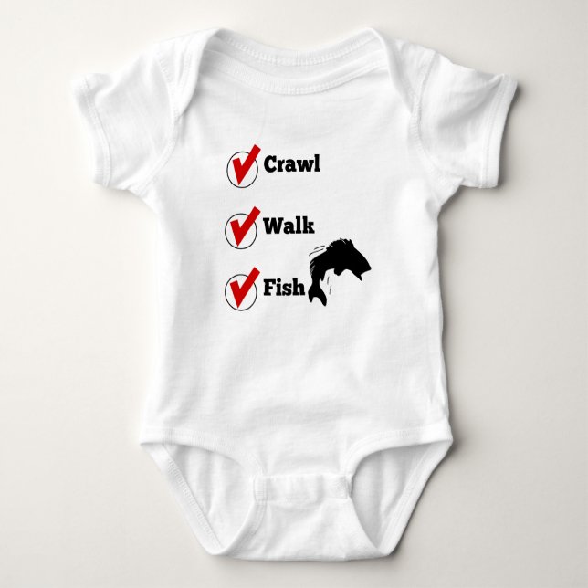 Crawl Walk Fish Baby Bodysuit (Front)
