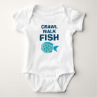Crawl Walk Fish funny fishing baby bodysuit