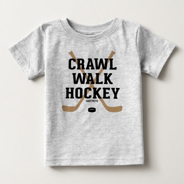 Crawl Walk Hockey Cute Funny Infant Baby T-Shirt (Front)