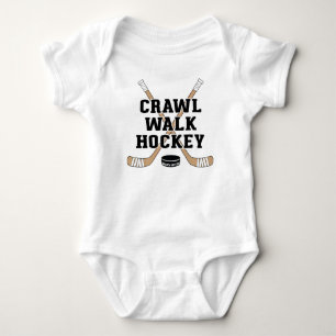 Crawl Walk Hockey Sticks and Puck Cute Baby Bodysuit