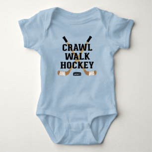 Crawl Walk Hockey Sticks and Puck Cute Infant new Baby Bodysuit