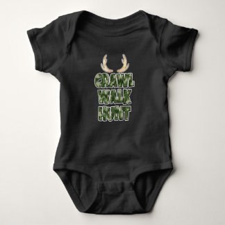 Crawl Walk Hunt funny baby boy shirt with antlers
