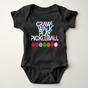 Crawl, walk, play pickleball - pickle balls baby bodysuit