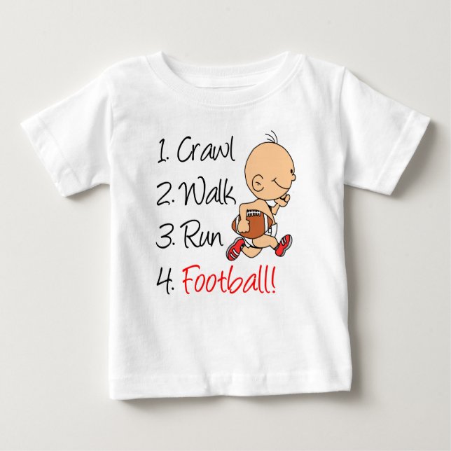Crawl Walk Run Football Baby T-Shirt (Front)