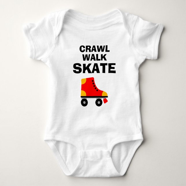CRAWL WALK SKATE cute roller skate baby bodysuit (Front)