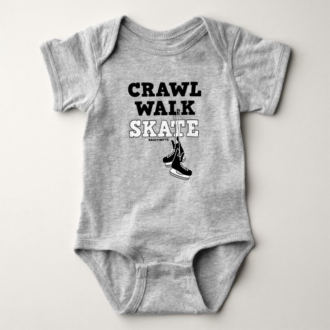Crawl Walk Skate Hockey Skates Infant Baby Bodysuit (Front)