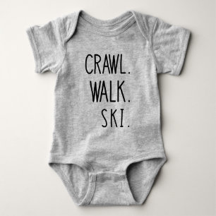 Crawl Walk Ski, Cute Skiing Lover Baby Bodysuit