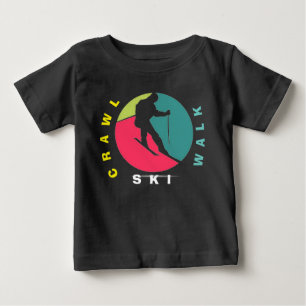 Crawl,walk,ski, girly baby funny skiing baby bodys T-Shirt
