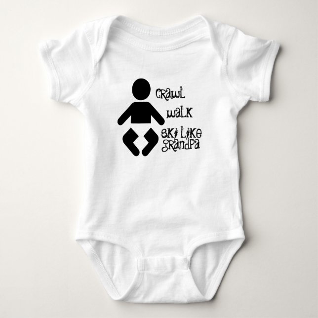 Crawl Walk Ski Like Grandpa Baby Snapsuit One Pc Baby Bodysuit (Front)
