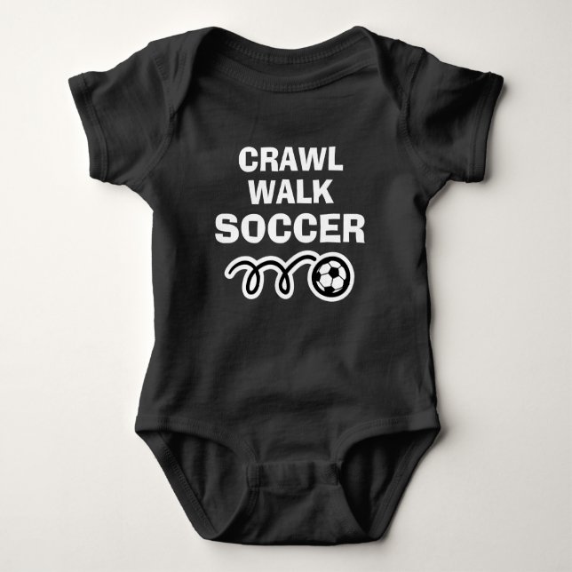 CRAWL WALK SOCCER sports bodysuit for new baby (Front)