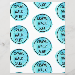 Crawl Walk Surf Blue Pattern Scrapbook Paper