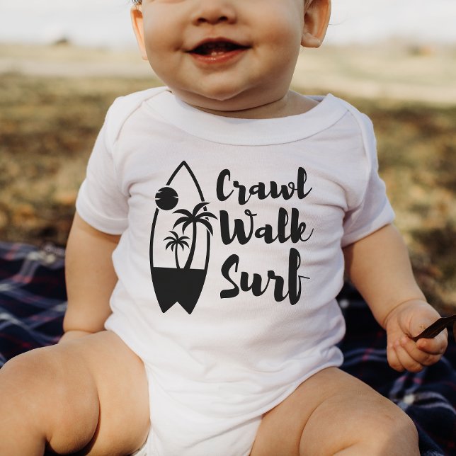 Crawl Walk Surf Summer Little surfer Baby Bodysuit (Creator Uploaded)