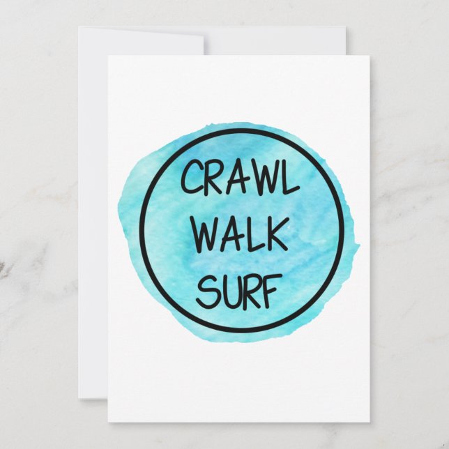 Crawl Walk Surf with Blue Design Invitation (Front)