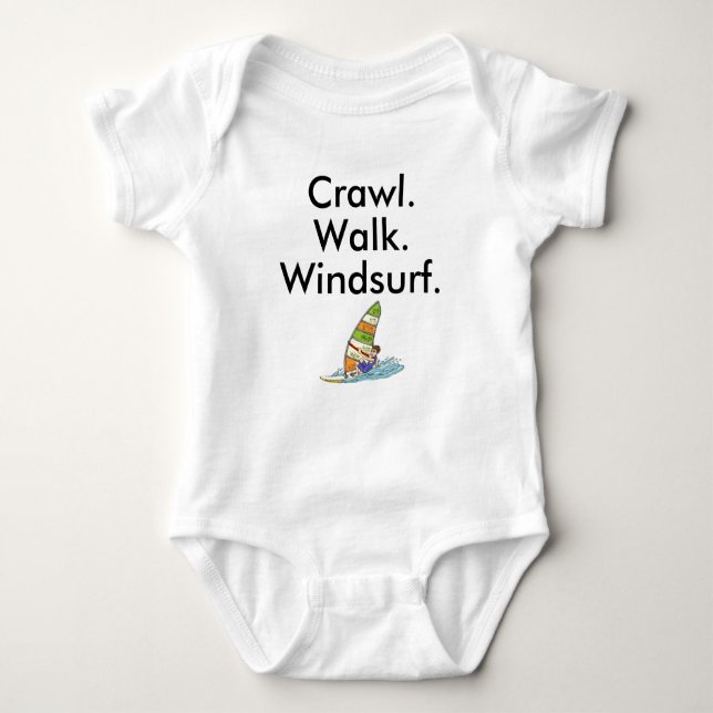Crawl Walk Windsurf Windsurfer Baby Bodysuit (Front)