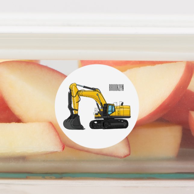 Crawler excavator cartoon illustration  (Affixed)