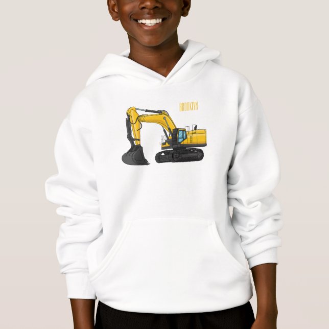 Crawler excavator cartoon illustration (Front)