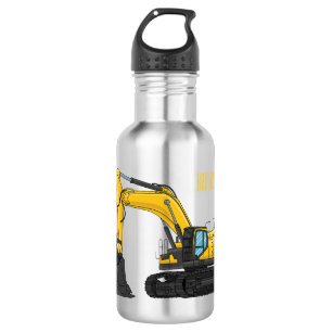 Crawler excavator cartoon illustration  532 ml water bottle