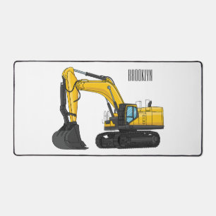 Crawler excavator cartoon illustration desk mat