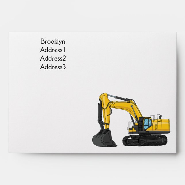 Crawler excavator cartoon illustration envelope (Front)