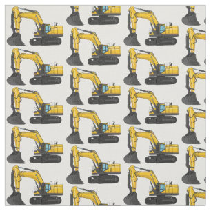 Crawler excavator cartoon illustration fabric
