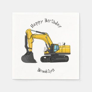 Crawler excavator cartoon illustration napkin