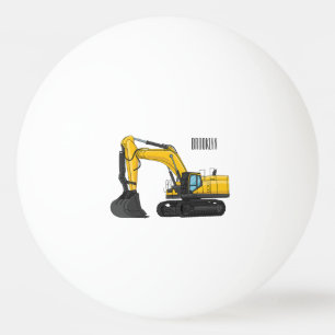 Crawler excavator cartoon illustration ping pong ball
