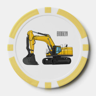 Crawler excavator cartoon illustration poker chips