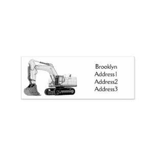 Crawler excavator cartoon illustration rubber stamp