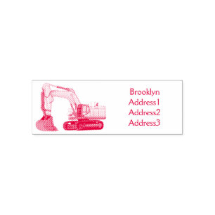 Crawler excavator cartoon illustration self-inking stamp