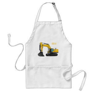 Crawler excavator cartoon illustration  standard apron