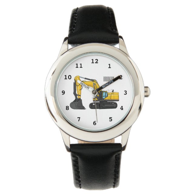 Crawler excavator cartoon illustration watch (Front)