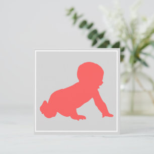 Crawling baby Baby Shower Pink & Grey Holiday Card