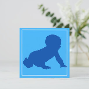 Crawling baby Blue Baby Shower Invitation
