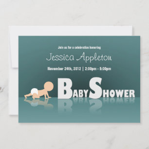 Crawling Baby Reflection Baby Shower Invitations