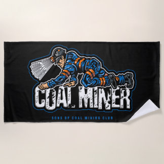 CRAWLING COAL MINER BEACH TOWEL