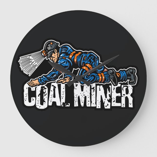 CRAWLING COAL MINER LARGE CLOCK (Front)