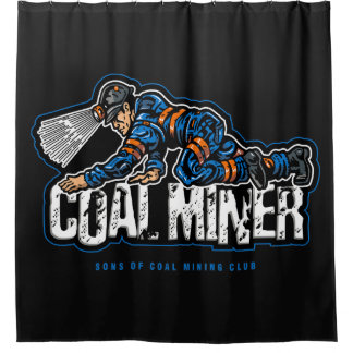 CRAWLING COAL MINER SHOWER CURTAIN