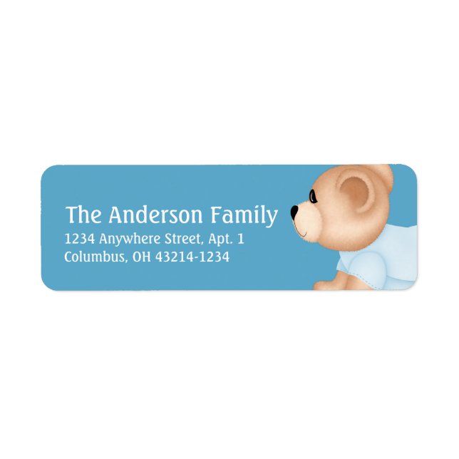 Crawling Teddy Bear Baby Blue 2 Address Labels (Front)