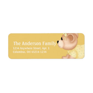 Crawling Teddy Bear Baby Yellow 2 Address Labels