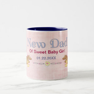 Crawling Teddy - New Dad of Girl - Customise Two-Tone Coffee Mug
