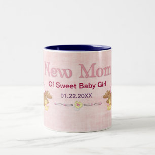 Crawling Teddy - New Mum of Girl - Customise Two-Tone Coffee Mug