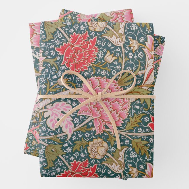 Cray - Art nouveau floral print by William Morris Wrapping Paper Sheet (In situ)