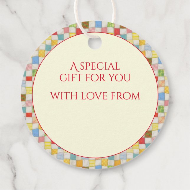 CRAY QUILT Round Gift Tags / Cream (Back)