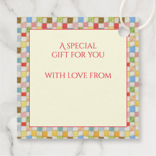CRAY QUILT Square Gift Tags / Cream
