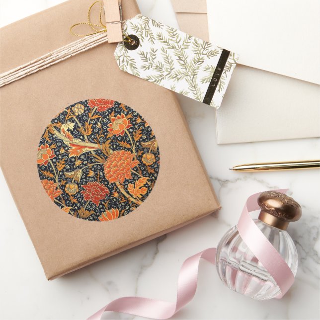Cray, William Morris design Classic Round Sticker (Gifting)