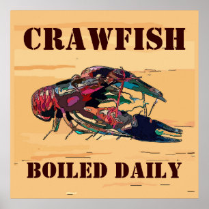 Crayfish Crawfish Wood Look Sign
