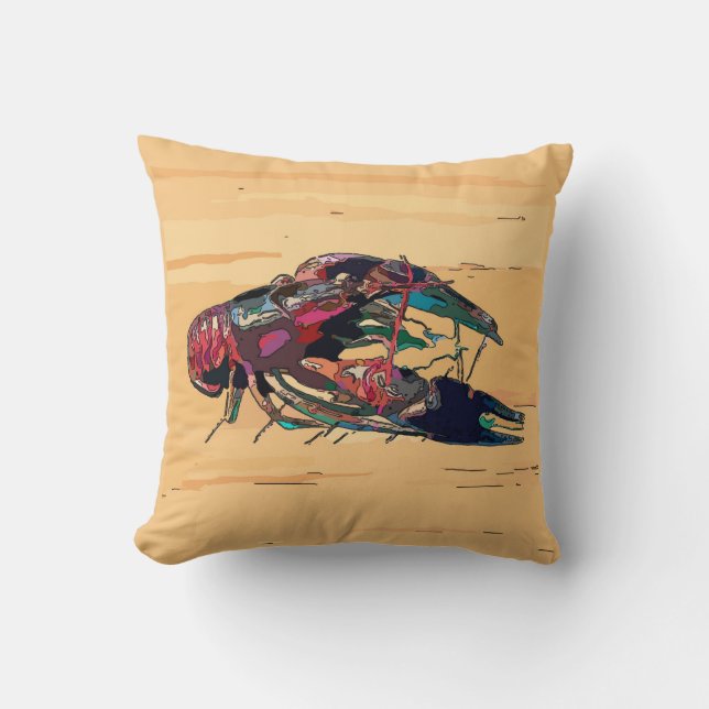 Crayfish Crawfish Wood Look Sign Cushion (Front)