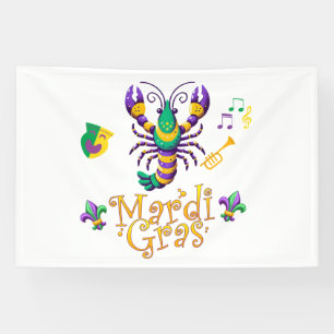 Crayfish Fleur de lis Mardi Gras Banner