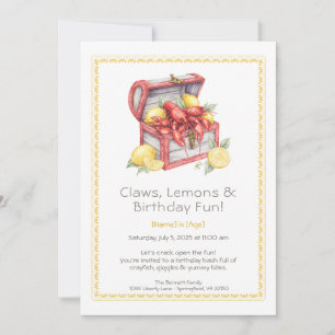 Crayfish & Lemon Treasure Chest Birthday  Invitation
